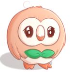  2016 ambiguous_gender avian bird brown_feathers cute feathers feral fluffymaiden nintendo owl pok&eacute;mon rowlet simple_background solo video_games white_background wings 