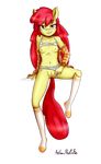  2016 alpha_channel anibaruthecat anthro anthrofied apple_bloom_(mlp) breasts clothed clothing earth_pony equine female friendship_is_magic hair hi_res horse legwear long_hair looking_at_viewer mammal my_little_pony nipples pony pussy simple_background solo transparent_background young 