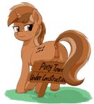  2016 alpha_channel anatomically_correct anatomically_correct_pussy animal_genitalia animal_pussy anus brown_eyes brown_hair butt dock english_text equine equine_pussy fan_character female feral freckles hair hi_res hooves horn mammal my_little_pony pussy sign sign_(character) simple_background solo text transparent_background unicorn zippysqrl 