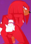  anthro balls butt clothing echidna gloves hand_on_butt jamz knuckles_the_echidna looking_at_viewer looking_back male mammal monotreme nude penis presenting presenting_hindquarters sitting smile solo sonic_(series) spikes video_games 