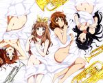  :d :o armpits arms_up bed_sheet blush body_blush breasts brown_hair cleavage closed_mouth collarbone company_connection covered_nipples euphonium from_above green_eyes groin hair_ribbon hand_on_breast hand_on_own_chest hibike!_euphonium instrument kousaka_reina kyoto_animation long_hair looking_at_viewer lying medium_breasts multiple_girls nakagawa_natsuki navel nude on_back on_side open_mouth oumae_kumiko parody ponytail purple_eyes purple_hair ribbon sbel02 short_hair smile stomach tareme trumpet yellow_ribbon yoshikawa_yuuko 