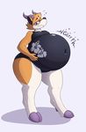  antelope anthro belly big_belly breasts clothing digital_media_(artwork) digitigrade female frown gazelle gurgle hand_on_stomach horn hyper hyper_belly ill mammal navel overweight rubber simple_background solo source_request standing swimsuit text thick_thighs unknown_artist white_background wide_hips 