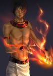  ancient_egypt artist_request black_hair egyptian fire magic male_focus original solo topless 