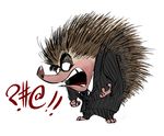  angry anthro clothed clothing hedgehog justwannadraw male mammal no_pupils open_mouth solo suit teeth tongue 