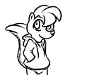  2016 anthro black_and_white clothed clothing disney fan_character hands_in_pockets hoodie hugh_muskroura inkyfrog looking_at_viewer male mammal monochrome simple_background skunk smile solo white_background zootopia 