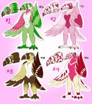  anthro avian beak bird candychameleon feathered_wings feathers featureless_crotch group male nude standing toucan watermark wings 