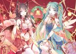  2girls ahri_(league_of_legends) christmas eggnivia league_of_legends sona_buvelle 