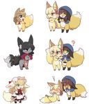  5girls artist_request black_hair blonde_hair breasts brown_hair chinese_clothes comic female fox furry glasses hat long_hair maid multiple_girls short_hair simple_background white_background 