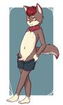  alpha_channel balls brown_fur canine clothing cub cute_fangs erection fox fur hair k0yangi male mammal navel neck_tuft nipples orange_eyes penis red_hair red_nose simple_background solo standing tan_fur transparent_background tuft uncut undressing young 