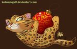  bengal cat christmas christmas_ornament cub feline feral holidays kotenokgaff lying mammal on_back playful spots young 
