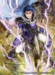  armads armor axe blue_armor blue_eyes blue_hair cape company_connection copyright_name electricity fire_emblem fire_emblem:_rekka_no_ken fire_emblem_cipher gauntlets hector_(fire_emblem) holding holding_axe holding_weapon male_focus md5_mismatch official_art pants pillar rock rubble serious solo stairs teeth wada_sachiko weapon white_pants 