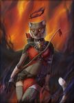  anthro bow_(weapon) clothed clothing collar feline female fur looking_at_viewer lunakia mammal ranged_weapon solo standing weapon 