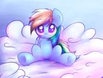 blush cloud equine female feral friendship_is_magic hair heavymetalbronyyeah looking_at_viewer looking_up mammal multicolored_hair my_little_pony navel open_mouth outside pegasus purple_eyes rainbow_dash_(mlp) raised_eyebrows sitting solo wide_eyed wings 