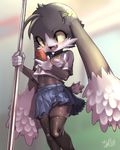  anthro blush cabbit cat cellphone clothed clothing crossdressing cute feline giggling girly hairpin hybrid klonoa klonoa_(series) lagomorph legwear male mammal midriff phone pole rabbit shaolin_bones skirt smile solo stockings uniform video_games 