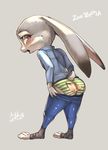  anthro blush butt clothed clothing disney english_text female judy_hopps lagomorph looking_back mammal nick_wilde panties pants_down partially_clothed purple_eyes rabbit shaolin_bones solo syourinbonzu text underwear zootopia 