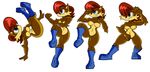  action_pose anthro boots breasts brown_fur chipmunk clothing featureless_breasts featureless_crotch female footwear fur hair mammal mobian_monster navel red_hair rodent sally_acorn simple_background solo sonic_(series) white_background 