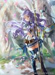  armor armored_boots belt boots breastplate company_connection copyright_name fire_emblem fire_emblem:_rekka_no_ken fire_emblem_cipher florina gloves green_eyes holding holding_weapon lavender_hair long_hair looking_at_viewer mayo_(becky2006) official_art pegasus pegasus_knight petals polearm spear thigh_boots thighhighs weapon wings zettai_ryouiki 