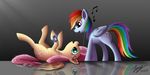  blue_eyes cutie_mark duo duskie-06 equine feathered_wings feathers female feral fluttershy_(mlp) friendship_is_magic grey_background hair mammal multicolored_hair musical_note my_little_pony open_mouth pegasus pink_hair rainbow_dash_(mlp) rainbow_hair simple_background smile wings 