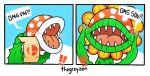  ! :o ambiguous_gender blush close-up comic dialogue english_text father flora_fauna mario_bros nintendo not_furry open_mouth parent petey_piranha piranha_plant plant sharp_teeth smile son super_smash_bros super_smash_bros._ultimate teeth text thegreyzen tongue video_games 