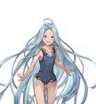  blue_eyes blue_hair granblue_fantasy jewelry long_hair looking_at_viewer lyria_(granblue_fantasy) minaba_hideo official_art one-piece_swimsuit open_mouth simple_background smile solo swimsuit white_background 