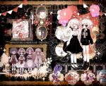  chino_machiko closed_eyes commentary_request floral_background lolita_fashion long_hair maid multiple_boys multiple_girls original ornament pale_skin short_hair stuffed_toy white_hair 