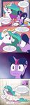 2016 clothed clothing comic crown cutie_mark dialogue doublewbrothers dress english_text equine feathered_wings feathers female feral friendship_is_magic fur group hair horn insane inside jewelry mammal multicolored_hair my_little_pony necklace princess_celestia_(mlp) purple_eyes purple_feathers purple_fur smile text twilight_sparkle_(mlp) white_feathers white_fur window winged_unicorn wings 