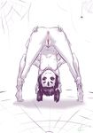  anus arachnid arthropod bent_over blush breasts eltonel muffet multi_eye multi_limb pigtails presenting pussy simple_background spider tiptoes undertale video_games web white_background 