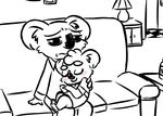  2016 anthro clancy_(inkyfrog) clothed clothing disney fan_character father father_and_son inkyfrog inside koala male mammal marsupial on_lap parent restricted_palette sleeping sofa son young zootopia 