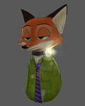  2016 anthro canine clothed clothing collar disney fox fur green_eyes male mammal necktie neutral_expression nick_wilde shirt shock_collar solo swetpot zootopia 