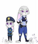  2016 anthro clothed clothing disney female hat judy_hopps lagomorph mammal police_badge police_hat police_uniform purple_eyes rabbit swetpot tapping_foot text uniform young zootopia 