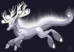  ambiguous_gender antlers bakari canine feral fur glowing glowing_eyes hair horn hybrid magic mammal solo 