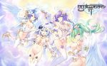  4girls ahoge angel_wings aqua_eyes areolae black_heart blanc blue_hair braid breasts choujigen_game_neptune cleavage elbow_gloves flower four_goddesses_online:_cyber_dimension_neptune gloves green_hair green_heart hair_between_eyes hair_flower hair_ornament halo highres jewelry large_breasts long_hair looking_at_viewer multiple_girls navel neptune_(choujigen_game_neptune) neptune_(series) nipples noire open_mouth outstretched_arms parted_lips ponytail power_symbol purple_eyes purple_hair purple_heart pussy red_eyes sideboob small_breasts smile thighhighs twin_braids uncensored vert very_long_hair white_hair white_heart wings 