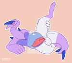  balls blush erection legendary_pok&eacute;mon lugia lying male nintendo penis pok&eacute;mon pose presenting serex serex_the_dragon shy slit solo spread_legs spreading vein veiny_penis video_games 