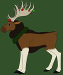  antlers bakari cervine feral fur horn male mammal moose simple_background smile solo standing wreath 