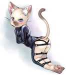  artist_request blue_eyes cat furry open_mouth strapped 