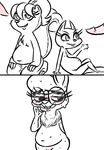  2016 anthro belly big_belly blush breasts buckteeth caitlin_vison chest_tuft claws dewlap disembodied_penis disney eyewear fan_character female flat_chested glasses group inkyfrog kneeling lagomorph male mammal maxine_d&#039;lapin monica_muskroura mustelid navel nipples nude penis polecat pregnant pussy rabbit restricted_palette simple_background sitting skunk small_breasts smile sweat teeth tuft white_background zootopia 