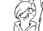  2016 anthro black_and_white clothed clothing crossgender disney fan_character female hoodie hugh_muskroura inkyfrog mammal monochrome open_mouth reaction_image simple_background skunk solo sweat sweatdrop white_background zootopia 