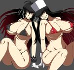  alucard bikini black_hair breasts crossover drifters easy easy_(drifters) girlycard gloves hat hellsing hikora huge_breasts long_hair red_eyes smile 