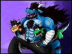  abs anthro cet(urbanmonster) clothing dragon erick(urbanmonster) hair konan(urbanmonster) male mature_male muscular muscular_male nipples parent pecs smile urbanmonster 
