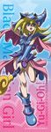  1girl bare_legs bare_shoulders blonde_hair blush_stickers boots breasts cape dark_magician_girl duel_monster female green_eyes hat jewel legs long_hair looking_at_viewer magical_girl official_art skirt smile solo waifu2x wand weapon wizard_hat yu-gi-oh! yuu-gi-ou_duel_monsters 