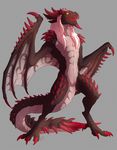  2016 anthro digitigrade dragon featureless_crotch grey_background hair hornedfreak male membranous_wings nude simple_background smile solo standing teeth white_hair wings wyvern yellow_eyes 