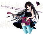  akiyama_mio bare_shoulders bass_guitar black_eyes black_hair don't_say_&quot;lazy&quot; dress elbow_gloves fingerless_gloves garter_belt gloves hat high_heels instrument k-on! long_hair mini_hat mini_top_hat shoes solo thighhighs top_hat yori_(shitsuon) 