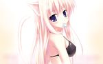  animal_ears artist_request bikini cat_ears condom condom_in_mouth copyright_request highres long_hair mouth_hold pink_hair purple_eyes solo swimsuit tail wallpaper 