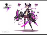  gia gun hat original purple_hair short_hair sword violet_eyes 