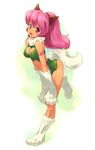  animal_ears bare_legs cat_ears fang green_leotard leotard mizuki_kotora paws perisie_(star_ocean) pink_eyes pink_hair solo star_ocean star_ocean_first_departure tail thighs 