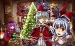  :d bangs blunt_bangs blush bobblehat christmas christmas_tree expressionless flandre_scarlet hat hong_meiling indoors izayoi_sakuya koakuma multiple_girls open_mouth patchouli_knowledge red_eyes remilia_scarlet santa_hat short_hair sidelocks silver_hair sinzire smile touhou wallpaper 