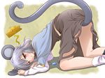  animal_ears ayase_midori cheese food mouse_ears mouse_tail nazrin red_eyes short_hair silver_hair solo tail top-down_bottom-up touhou 
