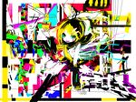  abstract blonde_hair bow colorful happy highres kagamine_rin short_hair solo vocaloid 