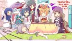  2010 6+girls alcohol animal_ears bad_id bad_pixiv_id drunk eating everyone food highres hijiri_byakuren houjuu_nue karakasa_obake kemonomimi_mode kotatsu kotoyoro kumoi_ichirin mochi mouse multiple_girls murasa_minamitsu nazrin new_year numako sake table tatara_kogasa tears tiger_ears toramaru_shou touhou umbrella undefined_fantastic_object unzan wagashi wavy_mouth zzz 