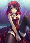  bad_id bad_pixiv_id bare_shoulders bed breasts cleavage dress elf green_eyes leg_up lips manchester_united medium_breasts original panties personification pointy_ears premier_league red_dress red_hair short_hair sitting soccer solo spread_legs thighhighs underwear yoko_juusuke 